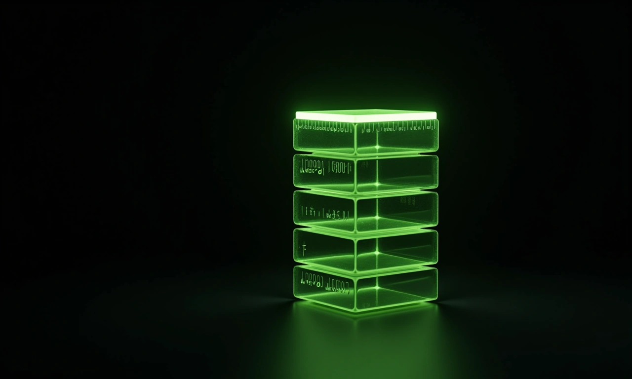 Stacked translucent measurement panels with green edge glow
