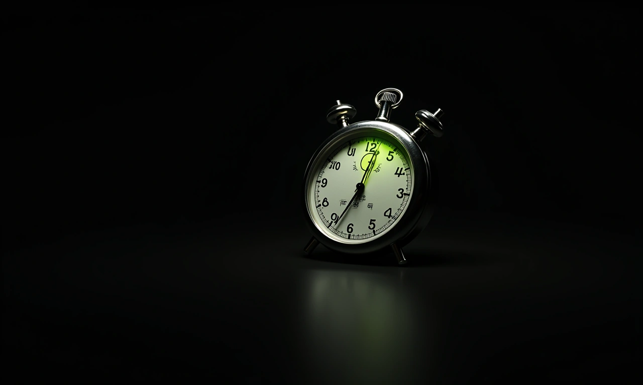 Analog stopwatch frozen at 0.9 seconds with green sweep hand