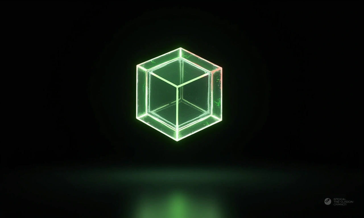 Modular geometric blocks interlocked with green and pink edge accents